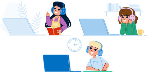 kid online learning vector