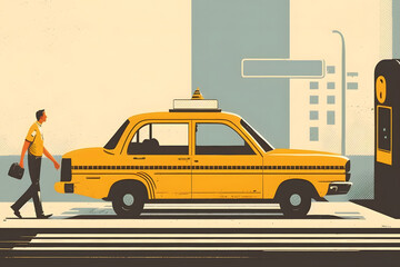 タクシー イラスト | Taxi car illustration Generative AI 