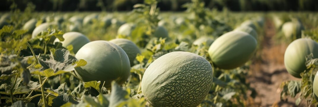 melon field on the farm.melon crops. Generative AI