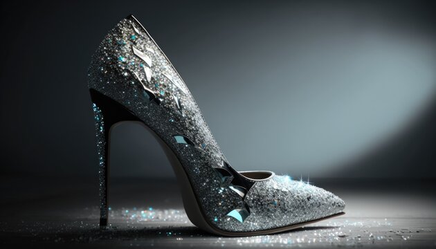 Sparkling Glamour: 3D Visualization of High Heel Fashion Shoes with Glitter