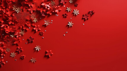 Obraz na płótnie Canvas Red background with confetti. Illustration AI Generative.