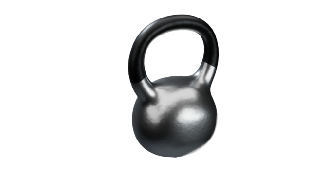 Silver kettlebell with black handle