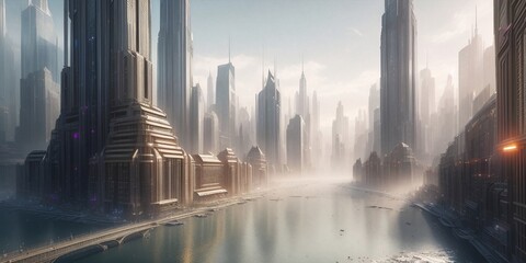 Obraz na płótnie Canvas City with skyscrapers, generative AI