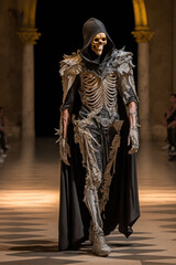 Fototapeta na wymiar Grim Reaper's Summer Fashion: Fierce and Fabulous on the Catwalk