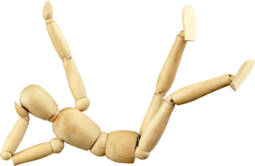 Miniature wooden mannequin lying down