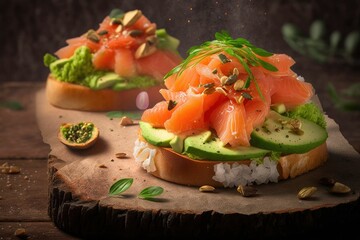 Delectable Bruschetta with Avocado and Salmon - A Mouthwatering Treat for Foodies!