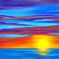 Fototapeta na wymiar Sunset on the sea abstract summer illustration.