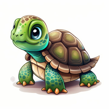 Turtle Cartoon Illustration. Generative AI