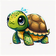 Turtle Cartoon Illustration. Generative AI