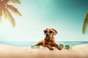 dog on summer vacation background