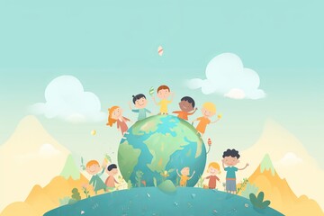 Organic flat world childrens day