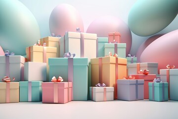 Pastel birthday gift box