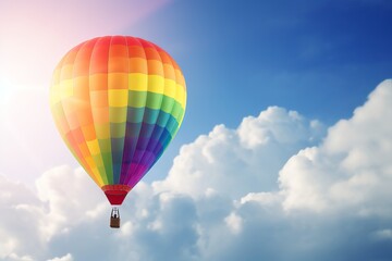 Naklejka premium Rainbow balloon on sky background.