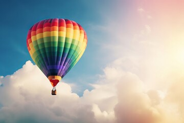 Fototapeta na wymiar Rainbow balloon on sky background.