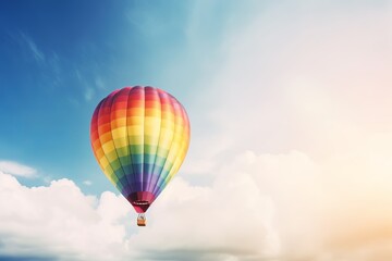 Fototapeta na wymiar Rainbow balloon on sky background.