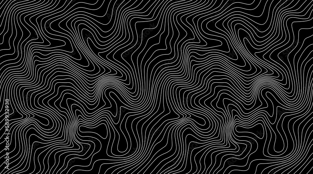 Aufkleber Vector Weather Map Background. Abstract Seamless Pattern with Contour Lines. Geometric Linear Topographic Texture