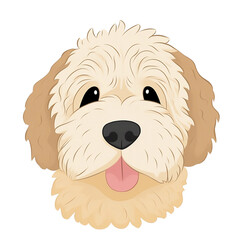 Goldendoodle Clipart Face, Cutout