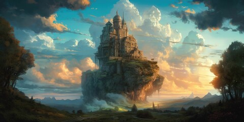 Immersive Sky and Cloudscape in Marc Simonetti's Style - obrazy, fototapety, plakaty