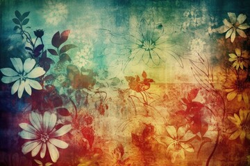 colorful flowers on a vibrant background. Generative AI