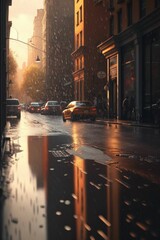Unexpected Rainfall Adds Drama to a Golden Hour Cityscape