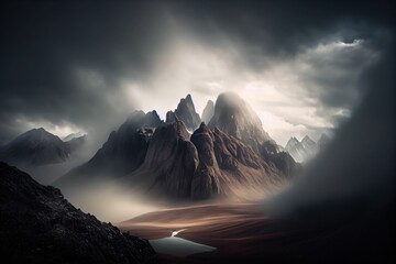 Mystical Landscape: Foggy Mountains and Pointy Peaks in Long Exposure