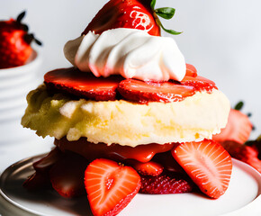 おいしそうなパンケーキ、いちご