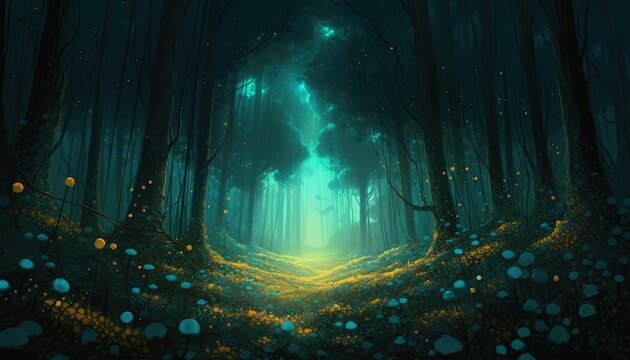 Enchanting Forest: Vast Depths and Fields