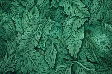 Naklejka na ściany i meble Ultra Realistic Green Leafy Texture Pattern with Intricate Details and Depth