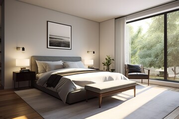 Naklejka na ściany i meble Luxurious large bedroom, Generative AI