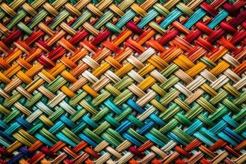 Colorful Woven Fabric in Close-Up. Generative AI