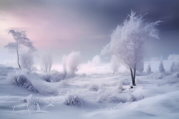 Soft Ethereal Christmas Winter Landscape as a Background