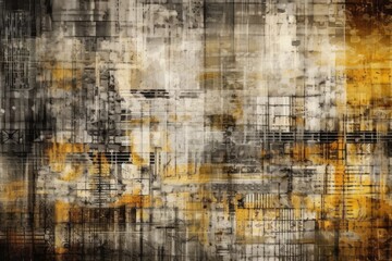 an abstract painting with bold yellow and black colors. Generative AI
