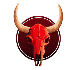 Vector illustration of cow skull isolated on white background, Logotype, emblem isolated on white background