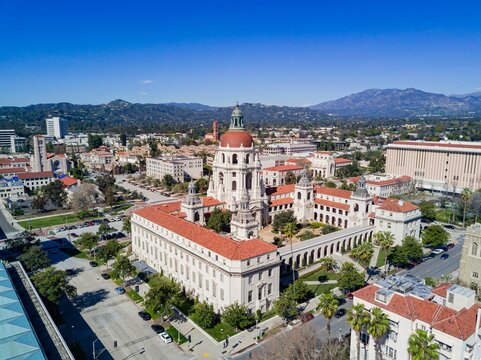 Aerial view of the Pasadena City Hall