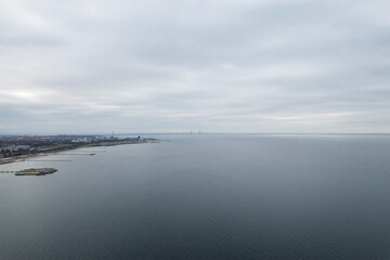 view of the city malmö in sweden of the sea and the Øresundsbron 