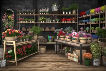 Charming Flower Shop with Vibrant Bouquets