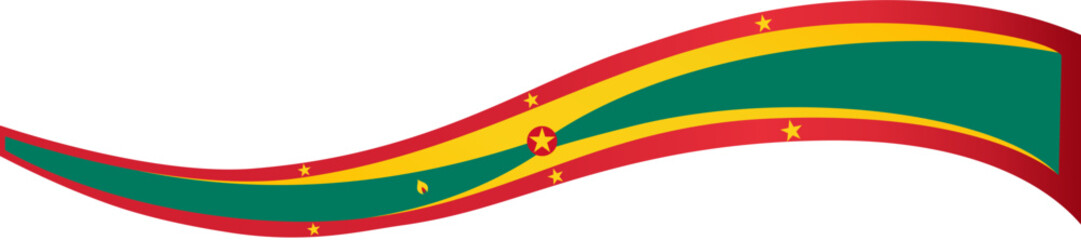 Grenada flag  wave isolated on png or transparent background - obrazy, fototapety, plakaty