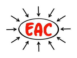 EAC East Asian Community - trade bloc for the East and Southeast Asian countries, acronym text with arrows