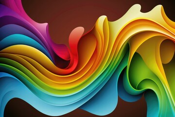 Rainbow Wavy Background with Vibrant Colors and Playful Curves