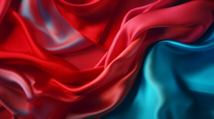 Obraz premium Smooth and Soft red and blue Satin Silk Background. Generative AI