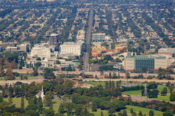 Aerial view of the Burbank cityscape