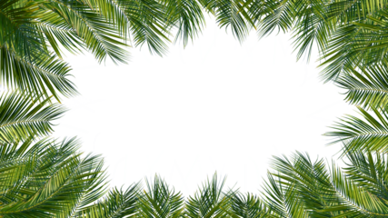frame overlay green palm leaves texture with copy space in the middle