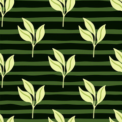 Simple leaves Seamless pattern. Decorative forest leaf endless wallpaper. Organic background.