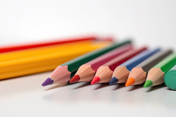 colored pencils for school on white background. Ai generative