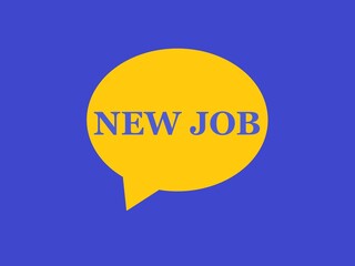New job text illustration with blue and yellow background