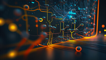 Background - Neural Network with Integrated Chips and Electronic Fibers - ai generated