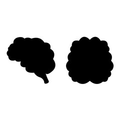 Brain silhouette side and top view in flat style