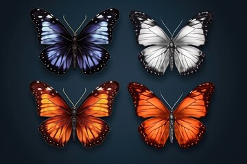 Obraz premium set of butterflies realistic Butterfly pack blank background 