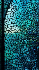 blue stained window. Generative AI.