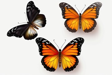set of butterflies realistic Butterfly pack blank background  